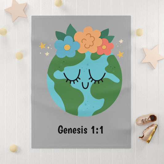 "Earthy-Genesis 1:1" Fleece Baby Blanket